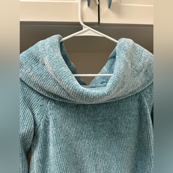 White House Black Market Teal Cowl Neck Sweater - Picture 3 of 5
